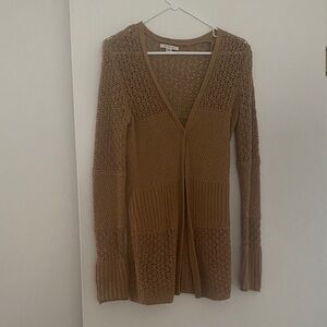 American Eagle Outfitters Brown Open-Knit Cardigan